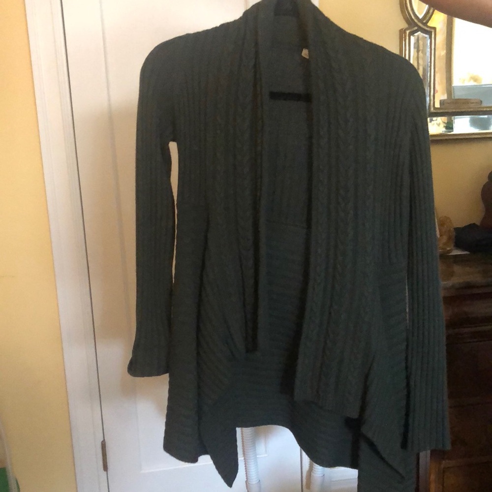 Autumn cashmere loden green cardigan with detail